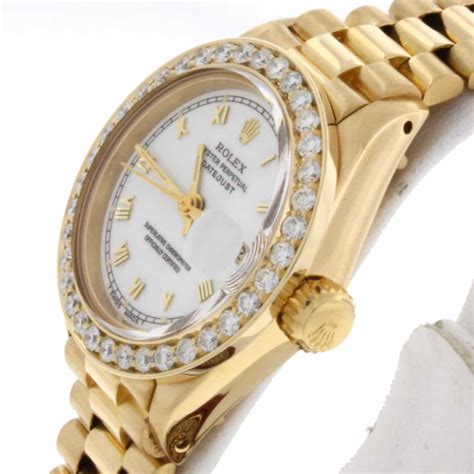 ladies rolex 26mm 1.2 ct diamond bezel|ladies Rolex president diamond bezel.